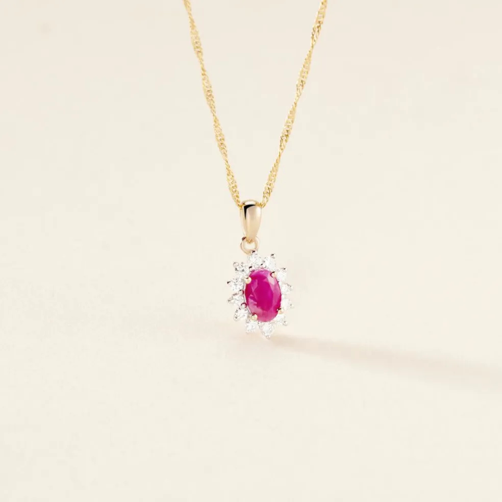Pendentif Vladimir Or Jaune Rubis Diamants