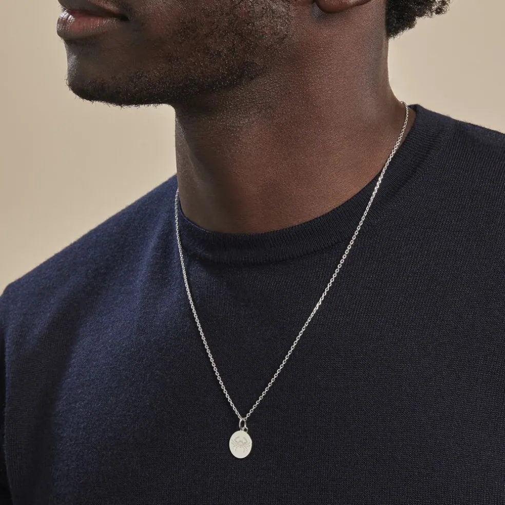 Pendentif Zodiaque Rond Argent Blanc