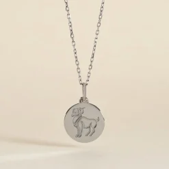 Pendentif Zodiaque Rond Argent Blanc