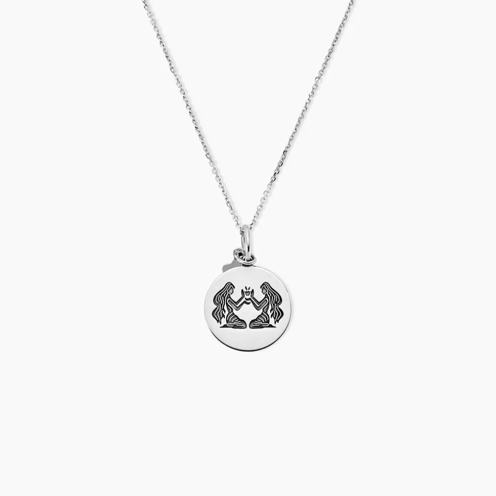 Pendentif Zodiaque Rond Argent Blanc