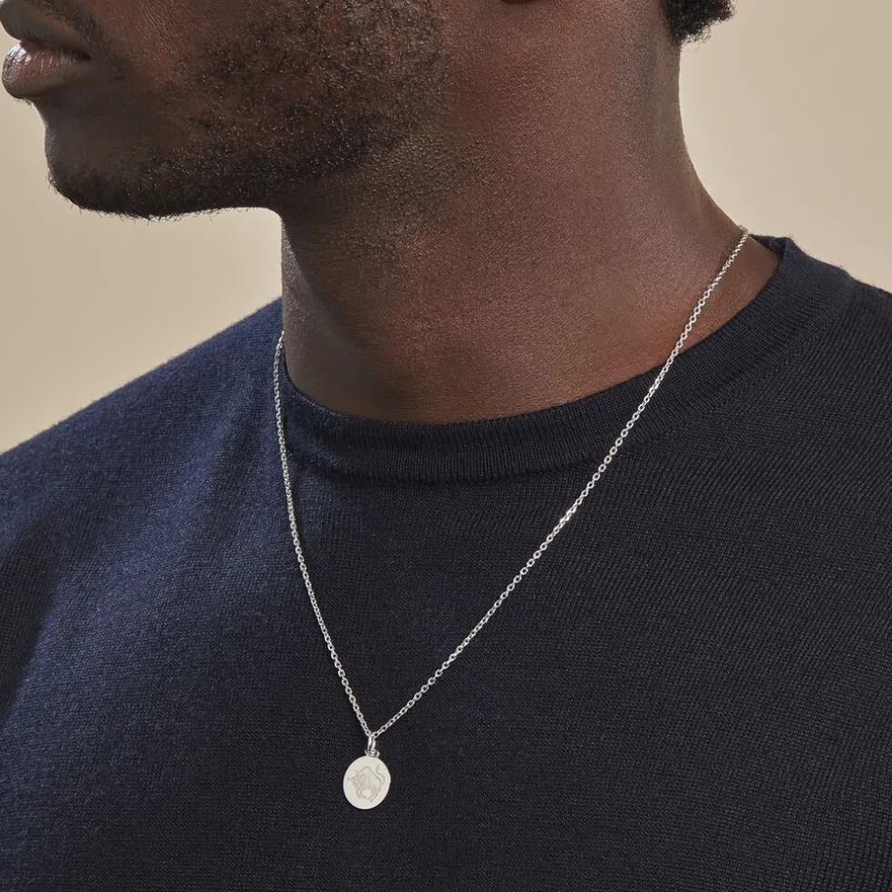 Pendentif Zodiaque Rond Argent Blanc