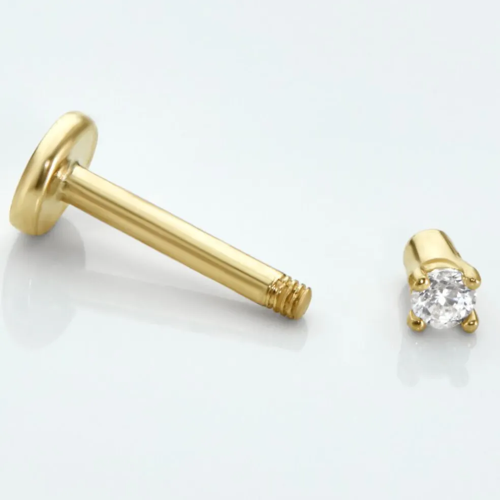 Piercing De Labret Or Jaune Catala Oxyde De Zirconium
