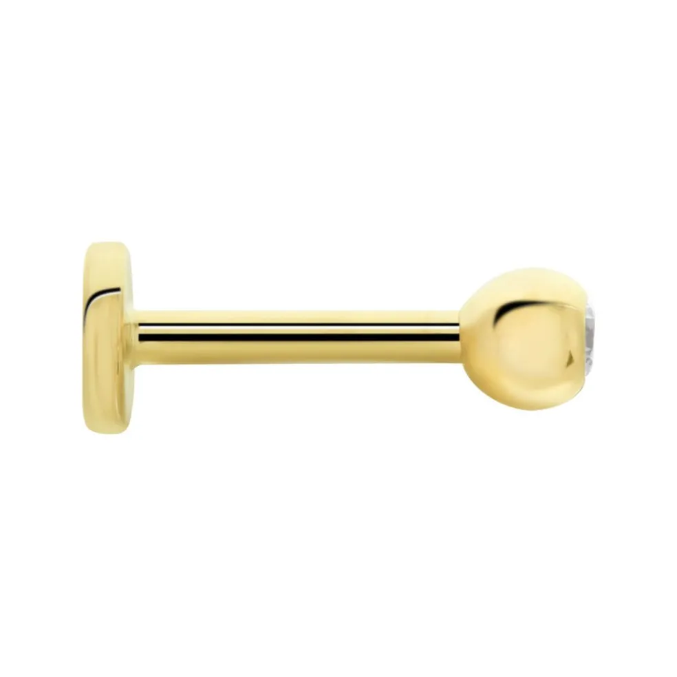 Piercing De Labret Or Jaune Acanta Oxyde De Zirconium