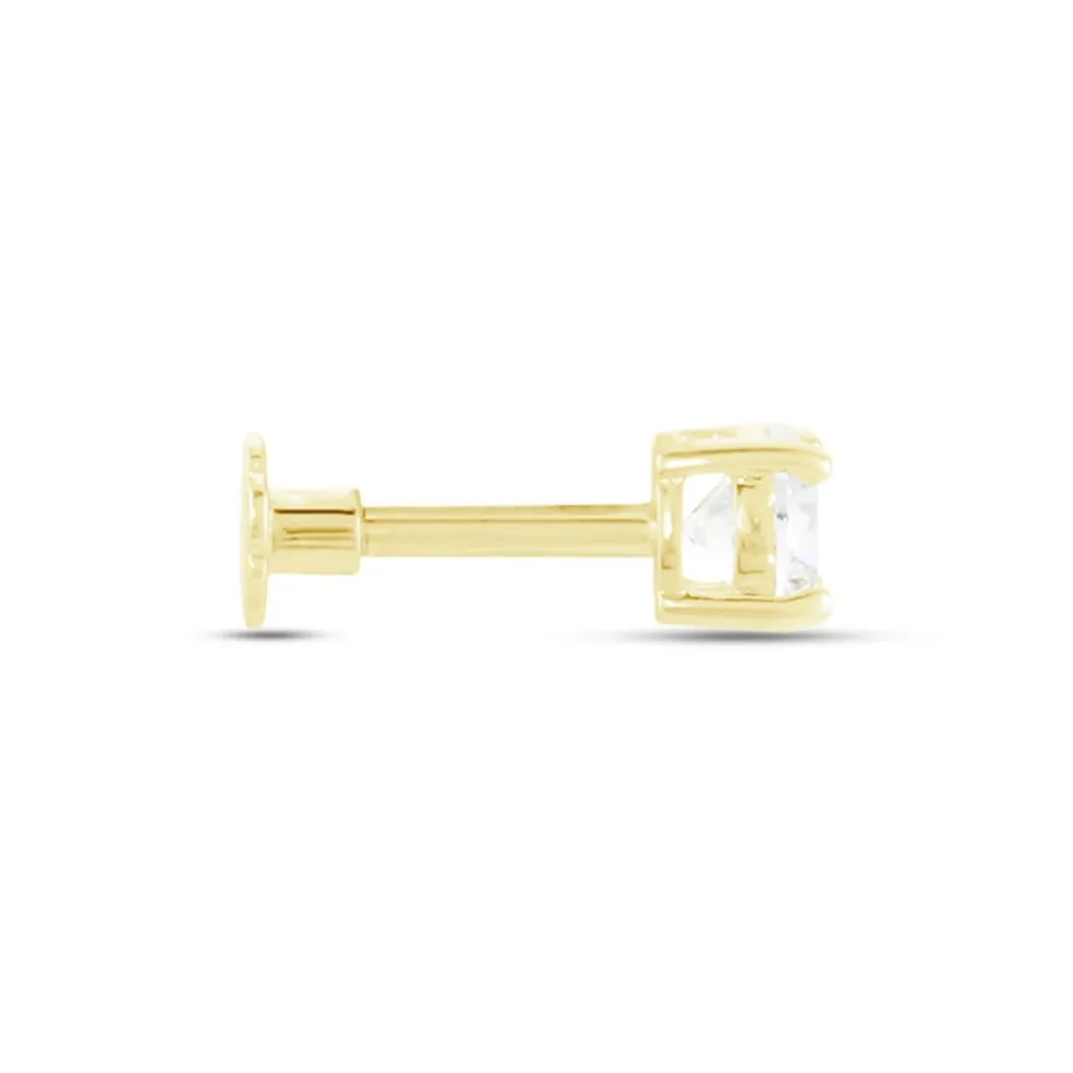 Piercing D'oreille Or Jaune Albizias Oxydes De Zirconium