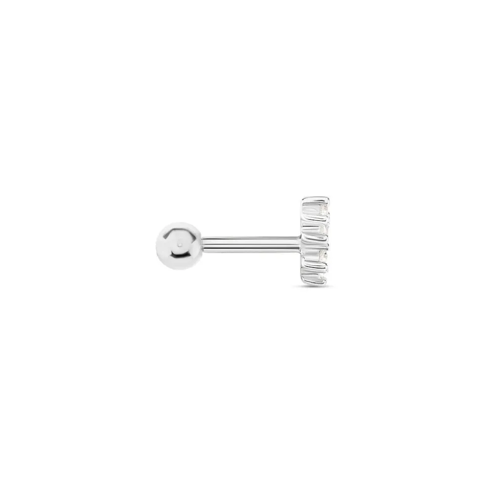 Piercing D'oreille Unitaire Roseau Argent Blanc Oxyde De Zirconium