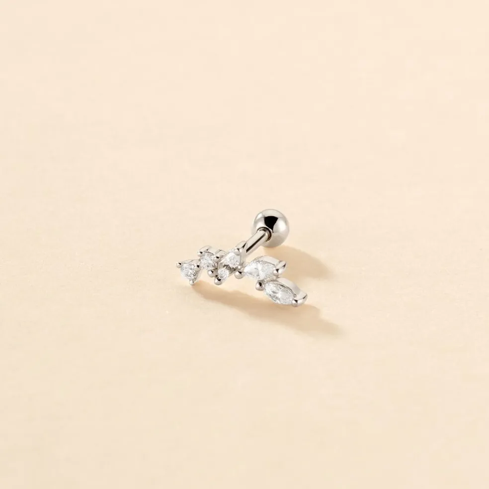 Piercing D'oreille Unitaire Nara Argent Blanc Oxyde De Zirconium