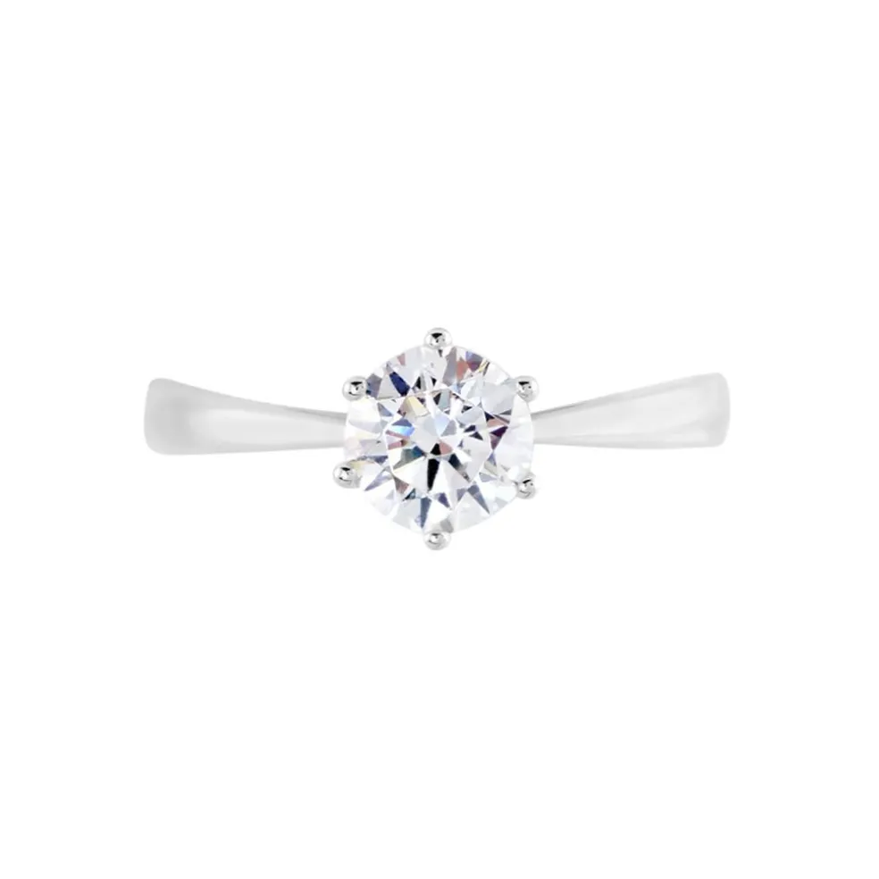 Solitaire Or Blanc Laurian Oxyde De Zirconium Blanc