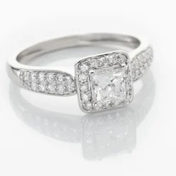 Solitaire Or Blanc  Princessa Diamant Synthetique