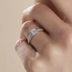 Solitaire Or Blanc  Princessa Diamant Synthetique