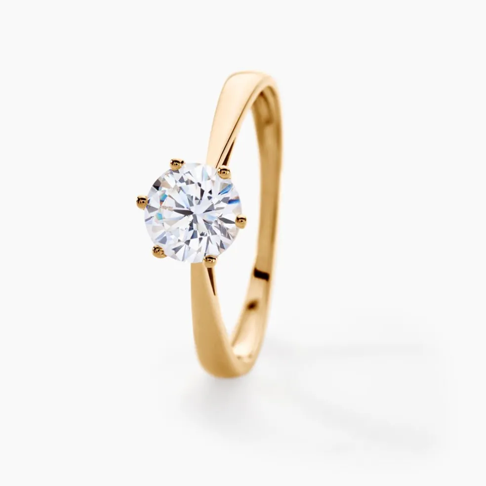 Solitaire Or Jaune Laurian Oxyde De Zirconium Blanc
